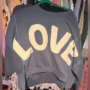 Women's Gray LOVE Sweater by BiBi sz large